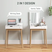 HOMCOM Makeup Vanity Table with Flip-up Mirror, Modern Dressing Table with 2 Drawers for Bedroom, White(m-4)