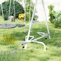 Outsunny 5 in 1 Kids Swing Set for Backyard with Heavy-Duty A-Frame Stand, Saucer Swing, Slide, Seesaw, Glider, Swing Seat, Gray(m-8)
