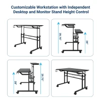 Mobile Writing Desk with Height Adjustment and Headphone Hook, Compact Worktable for Offices and Study Rooms, 35″ L x 23.5″ W x 28″ H, Black(m-6)