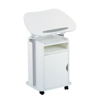 Practical Laptop Cart with Adjustable Tilting Panel, Mobile Workstation for Home Offices, Classrooms, or Bedside, 23.5″ L x 15.5″ W x 31.5″ H, White(m-8)