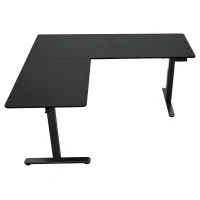 Sleek L-Shaped Standing Desk with 3 Memory Presets and Hooks, Height Adjustable Electric Computer Desk for Home Office, 63'' L x 55'' W x 28'' H, Black(m-2)