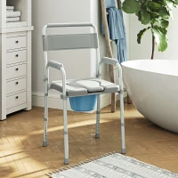 HOMCOM Bedside Commode Chair for Seniors, Adults, Handicap, Raised Toilet Seat with Arm, Adjustable Height, 331 lbs, Gray(m-2)
