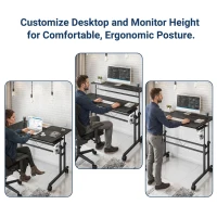 Mobile Writing Desk with Height Adjustment and Headphone Hook, Compact Worktable for Offices and Study Rooms, 35″ L x 23.5″ W x 28″ H, Black(m-5)
