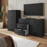 Versatile 6-Drawer Dresser with Water-Resistant Top, Ideal Storage Chest for Bedrooms, Playrooms, Entryways, 44.5" L x 16" W x 26.5" H, Black(m-1)