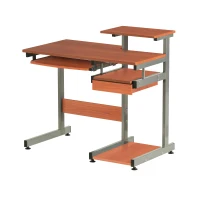 Practical Computer Desk with Slide-Out Keyboard Tray and Elevated Shelf, Ideal Workstation Table for Offices, Bedrooms, 38″ L x 22″ W x 35″ H, Brown(m-8)