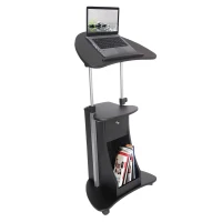 Ergonomic Sit-to-Stand Laptop Cart with Tilting Panel, Storage-Equipped Laptop Stand for Offices, 21.5″ L x 17″ W x 31.5″ H, Black(m-6)