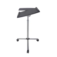 Ergonomic Rolling Laptop Cart with Two Safety Edge-Stoppers, Functional Laptop Stand with Stationary Writing Panel, 30″ L x 22.5″ W x 29.5″ H, Black(m-10)