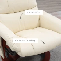 HOMCOM Swivel Recliner with Ottoman Massage, Recliner Chair and Ottoman, Faux Leather Reclining Chair with Remote, Cream White(m-7)