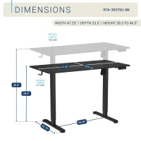 Sleek Electric Standing Desk with Memory Presets and Hooks, Height Adjustable Sit to Stand Computer Desk for Home Office, 47.5'' L x 23.5'' W x 28'' H, Black(m-3)