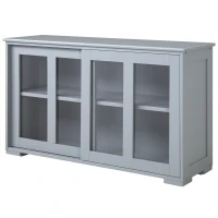 HOMCOM Sideboard Buffet Cabinet, Stackable Credenza, Coffee Bar Cabinet with Sliding Glass Door and Adjustable Shelf, Gray(m-11)
