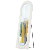 HOMCOM Floor Standing Mirror, Full Length Mirror, Free Standing, Leaning or Wall Mirror with Frame and Arched Top, White(m-2)