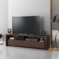 Elegant Hickory TV Stand with 3 Drawers and Cable Management, Modern Media Entertainment Console for Living Room, 70.5" L x 15" W x 20" H, Brown(m-1)