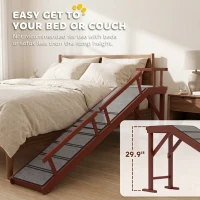 PawHut Wooden Dog Ramp with Removable Guardrails, Non-Slip Surface, 70.5" Long, Brown(m-6)