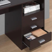 Classic Computer Desk with 3 Drawers and Side Shelf, Modern Contoured Workstation Table for Home Office Studio, 51" L x 23.5" W x 29.5" H, Wenge(m-8)