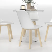 HOMCOM Round Dining Table Set for 4 with Pedestal Base, PU Padded Seats, for Small Space, Apartment, White(m-10)