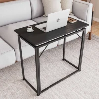 Sleek Folding Desk with Durable Steel Frame, Space-Saving Small Computer Writing Table for Apartment, 31.5" L x 15.5" W x 29" H, Black(m-5)