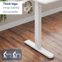 Sleek Electric Standing Desk with Memory Presets and Hooks, Height Adjustable Sit to Stand Computer Desk for Home Office, 47.5'' L x 23.5'' W x 28'' H, White(m-8)