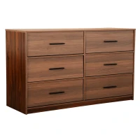 Versatile 6-Drawer Dresser with Water-Resistant Top, Ideal Storage Chest for Bedrooms, Playrooms, Entryways, 44.5" L x 16" W x 26.5" H, Walnut(m-11)