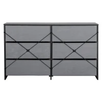 Versatile 6-Drawer Dresser with Water-Resistant Top, Ideal Storage Chest for Bedrooms, Playrooms, Entryways, 44.5" L x 16" W x 26.5" H, Black(m-13)