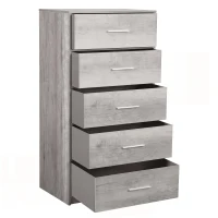 Spacious 5-Drawer Fabric Dresser with Wooden Top, Modern Storage Chest Organizer Tower for Closet, 22.5" L x 15.5" W x 43" H, Gray(m-14)