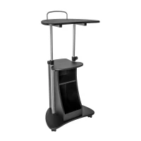 Adjustable Sit-to-Stand Laptop Cart with Dual Adjustment Knobs, Mobile Workstation for Offices, 21" L x 16″ W x 28″ H, Black(m-7)
