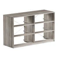 Versatile 6-Drawer Dresser with Water-Resistant Top, Ideal Storage Chest for Bedrooms, Playrooms, Entryways, 44.5" L x 16" W x 26.5" H, Gray(m-9)