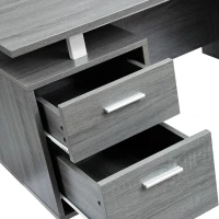 Modern White Desk with 2 Storage Drawers and Cabinet, Sleek Floating Desktop Computer Writing Table for Home Office, 51" L x 23.5" W x 30" H, Grey(m-8)