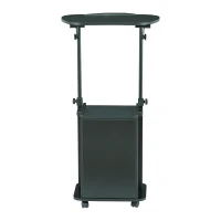 Practical Laptop Cart with Adjustable Tilting Panel, Mobile Workstation for Home Offices, Classrooms, or Bedside, 23.5″ L x 15.5″ W x 31.5″ H, Black(m-12)