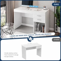 Contemporary White Workstation with Open Bottom Shelf, Modern Home Office Computer Writing Desk for Small Space, 47.5" L x 16" W x 30.5" H, White(m-6)