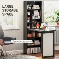 HOMCOM Fold-out Convertible Office Desk, Wall Mount Computer Desk with Whiteboard and Side Shelf, Black(m-5)