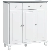 HOMCOM Modern Sideboard Buffet Cabinet with 3 Storage Drawers and 3 Doors for Living Room, Dining Room, White(m-1)