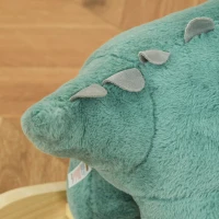 Qaba Kids Plush Ride-On Rocking Horse Triceratops-shaped Plush Toy Rocker with Realistic Sounds for Child 36-72 Months Green(m-8)
