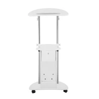 Ergonomic Sit-to-Stand Laptop Cart with Tilting Panel, Storage-Equipped Laptop Stand for Offices, 21.5″ L x 17″ W x 31.5″ H, White(m-8)