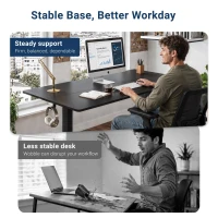 Sleek Electric Standing Desk with 3 Memory Presets and Hooks, Height Adjustable Sit to Stand Computer Desk for Home Office, 55'' L x 23.5″ W x 28'' H, Black(m-5)