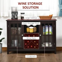 HOMCOM Sideboard, Glass Door Serving Buffet Cabinet, Liquor Cabinet with Adjustable Shelves, 12 Bottle Wine Rack for Living Room, Kitchen, Espresso(m-11)