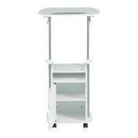 Practical Laptop Cart with Adjustable Tilting Panel, Mobile Workstation for Home Offices, Classrooms, or Bedside, 23.5″ L x 15.5″ W x 31.5″ H, White(m-12)