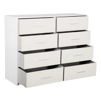 Roomy 8-Drawer Dresser with Water-Resistant Top, Ideal Storage Chest for Bedrooms, Living Rooms, TV Stand, 44.5" L x 16" W x 34.5" H, White(m-10)