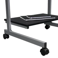 Compact Computer Cart with Adjustable Shelf and Slide-Out Keyboard, Space-Saving Desk for Dorms, 28.5" L x 20.5" W x 35.5" H, Black(m-12)