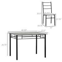 HOMCOM Kitchen Table and Chairs for 4, Modern Dining Table Set with Padded Sponge Cushion Chairs and Marble Textured Dining Table, Light Grey and Black(m-3)