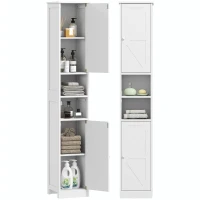 HOMCOM Narrow Tall Bathroom Storage Cabinet, 70" Slim Freestanding Bathroom Cabinet with Adjustable Shelves, Open Shelves(m-11)