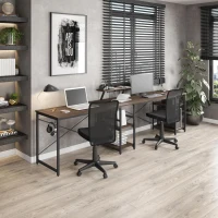 Industrial L-Shaped Desk with Raised Monitor Stand and Open Shelves, Modern Corner Computer Workstation for Home Office, 59" L x 59" W x 35" H, Walnut(m-5)