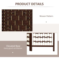 HOMCOM 4 Panel Folding Room Divider Portable Privacy Screen Wave Fiber Room Partition for Home Office Brown(m-6)