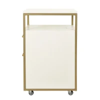 Modern File Cabinet with 2 USB and Power Outlet Port, Perfect Storage Unit for Home Offices or Workspaces, 15.5" L x 15.5" W x 26" H, White+Gold(m-9)