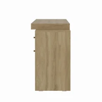 Sleek Expandable Desk with 2 Drawers and Open Bottom Shelf, Modern Home Office Computer Writing Table for Apartment, 47.5" L x 18" W x 29.5" H, Brown(m-10)