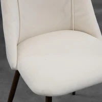 HOMCOM Upholstered Dining Chairs Set of 4, Velvet Accent Chair with Back and Wood-grain Steel Leg for Kitchen, Cream White(m-10)