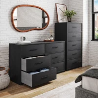 Spacious 5-Drawer Dresser with Water-Resistant Top, Ideal Storage Chest for Bedrooms, Playrooms, Entryways, 22.5" L x 15.5" W x 43" H, Black(m-1)