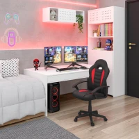 Sporty Gaming Chair with Pneumatic Height Adjustment and Non-Marking Casters, Perfect Racer-Style Chair for Kids, 21" L x 22" W x 35" H, Red(m-1)