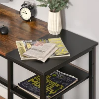 HOMCOM L-Shaped Computer Desk, Industrial Corner Desk with Adjustable Storage Shelf, CPU Tower Stand, Wood Grain Surface(m-9)