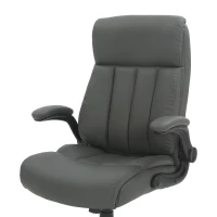 Leather Executive Chair with Ergonomic Curved Back, Versatile Desk Chair for Study Rooms, Conference Rooms, 28.5" L x 28" W x 44.5" H, Gray(m-5)