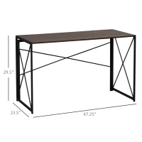 HOMCOM Folding Computer Desk, 47.25"W Home Office Writing Desk with Metal Frame, Brown(m-3)